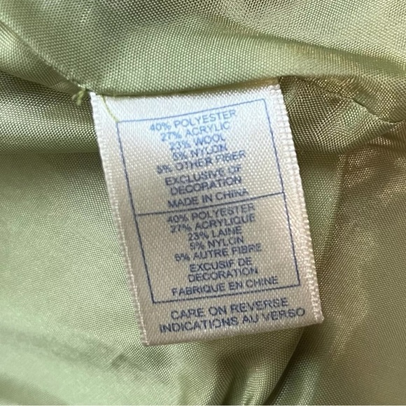 Provence d'Amour Wool Blend Tweed Velvet Trim Buttoned Coat Jacket Green Small - Picture 7 of 8